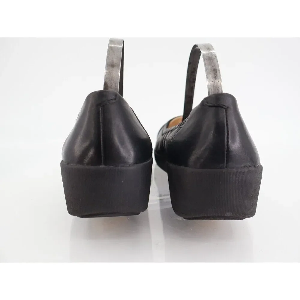 Fitflop Women F-Pop Ballet Flat Size 5 Slip On Toning Ballet Shoe Black Leather